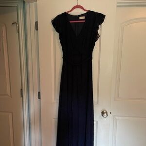 Altered state, navy floor length gown